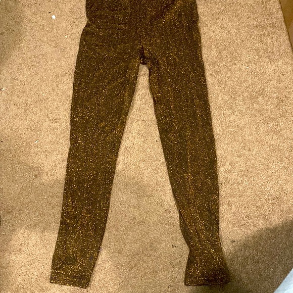 Black and copper shimmering leggings in perfect condition worn once size Large - Picture 3 of 4